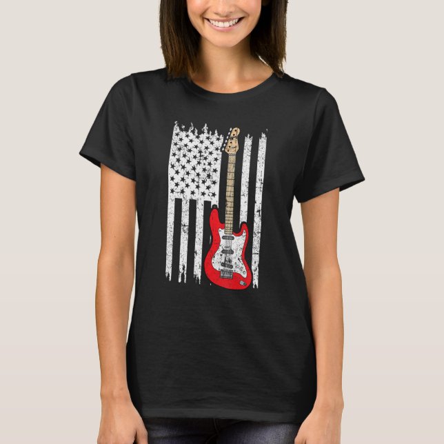 Guitar player T Electriar US American flagga Shirt (Framsida)