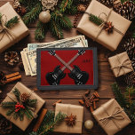 Guitar Players Deep Red Personlig Wallet<br><div class="desc">Guitar-spelarens plånbok. Två svarta,  elektriska gitarrer är bilden på den här anpassningsbarnas plånbok för tonåringar eller vuxnor. Blodröd bakgrund färg med svart trim och ställe för initialer eller namn. Du kan också radera text.</div>