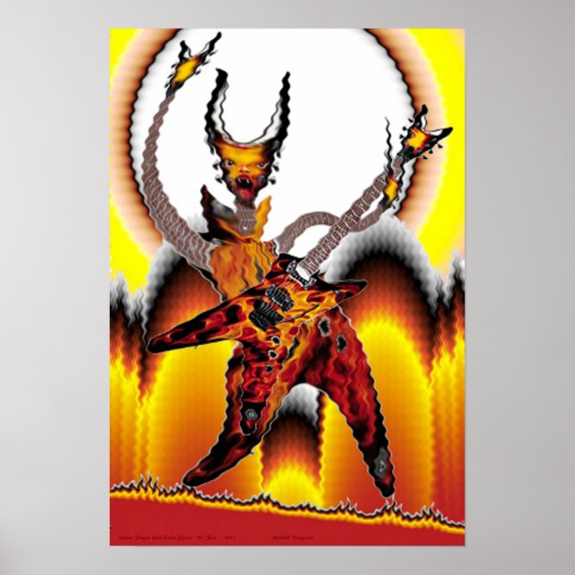 Guitar Players från Rymden-serien Fire Poster (Framsidan)