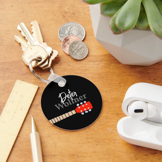 Guitar Players Namn Blk Keychain Nyckelring (Skrivbord)