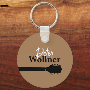 Guitar Player's Namn Light Brown Nyckelring