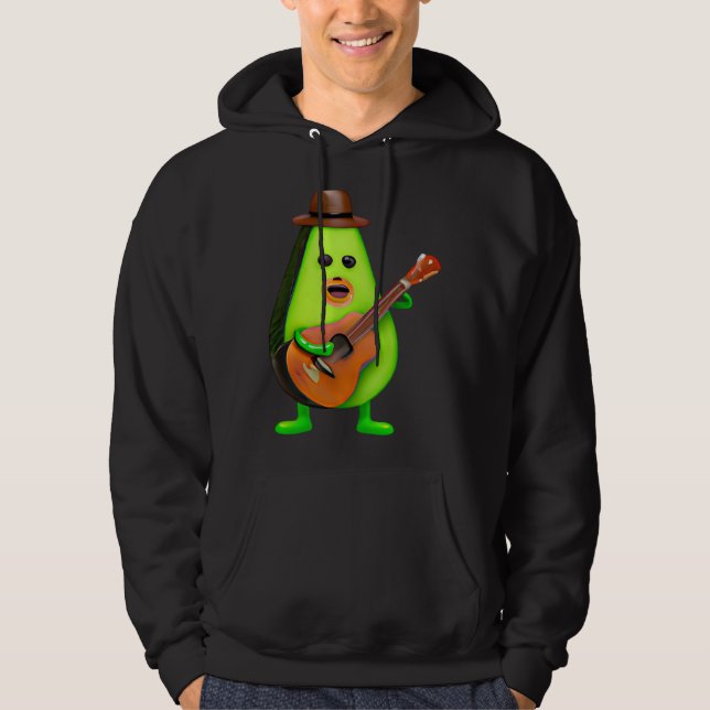 Guitar Playing Avocado Hoodie (Framsida)