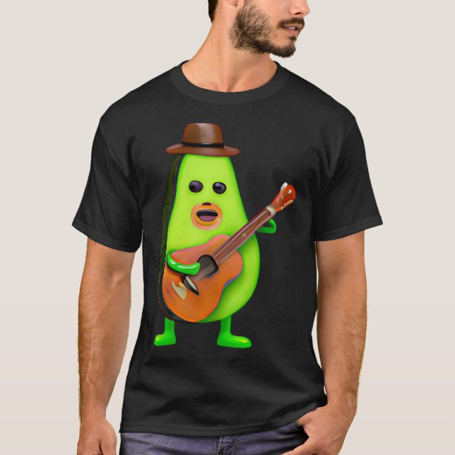Guitar Playing Avocado T Shirt (Framsida)