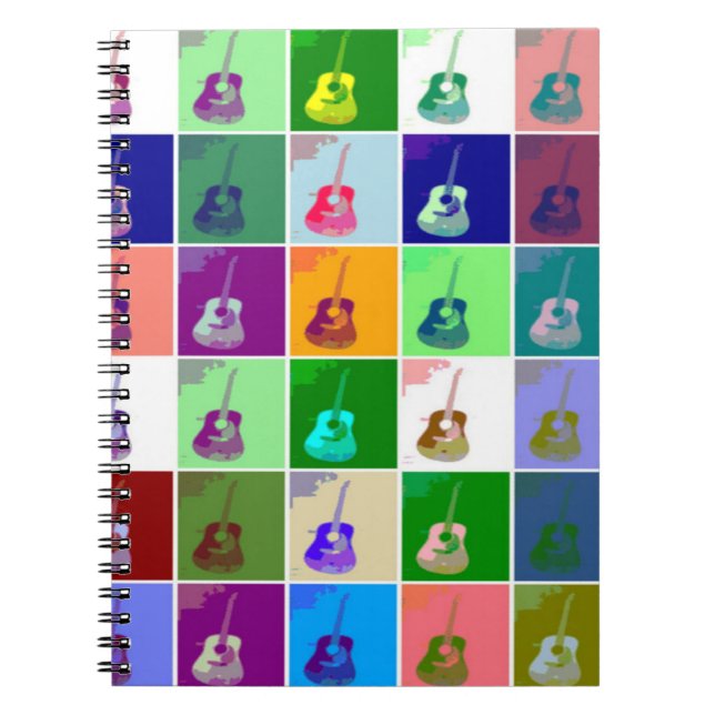 Guitar Pop Art Spiral fotopatbok - anteckningsbok (Framsidan)