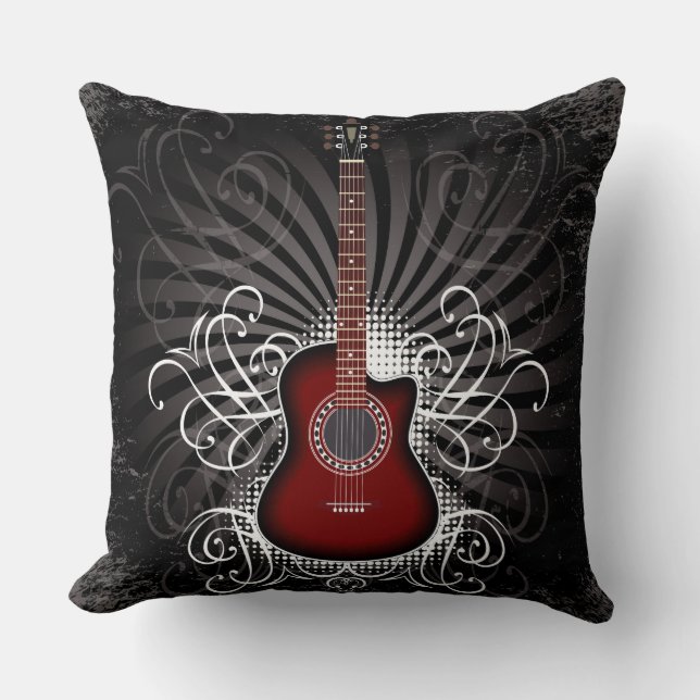 Guitar Red/Black Pillow Kudde (Framsida)