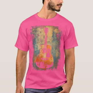 Guitar Retro Distress Acoustic Guitar Graphic T Shirt