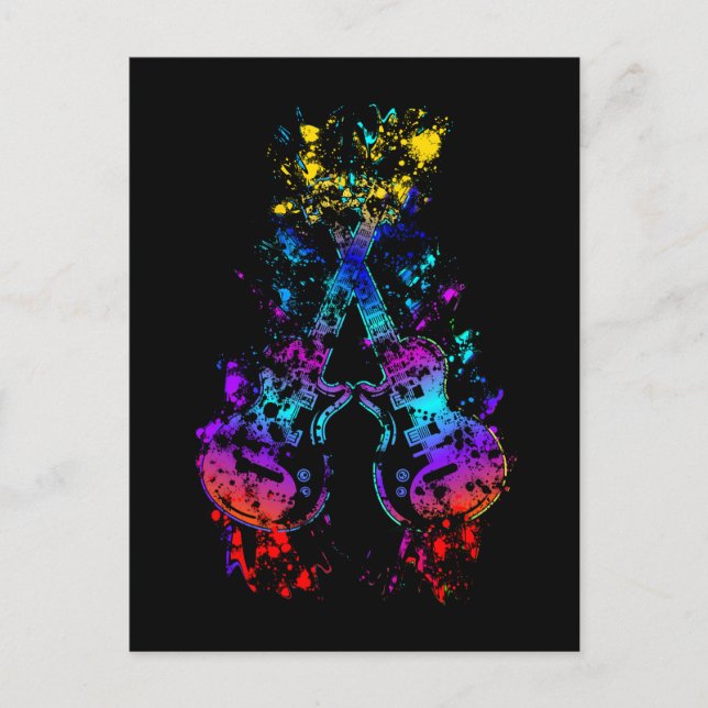 Guitar Retro Rock and roll Music Älskare Guitarist Vykort (Framsida)