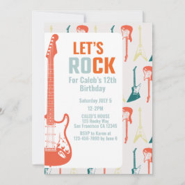 Guitar Rock and roll Music Rockstar Birthday Inbjudningar