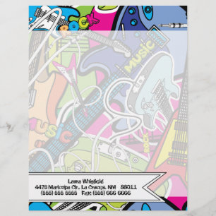 Guitar Rock musik Star Grung Letterhead Stationery Brevhuvud