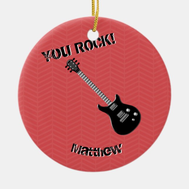 Guitar Rockstjärna Julgransprydnad Keramik (Framsidan)