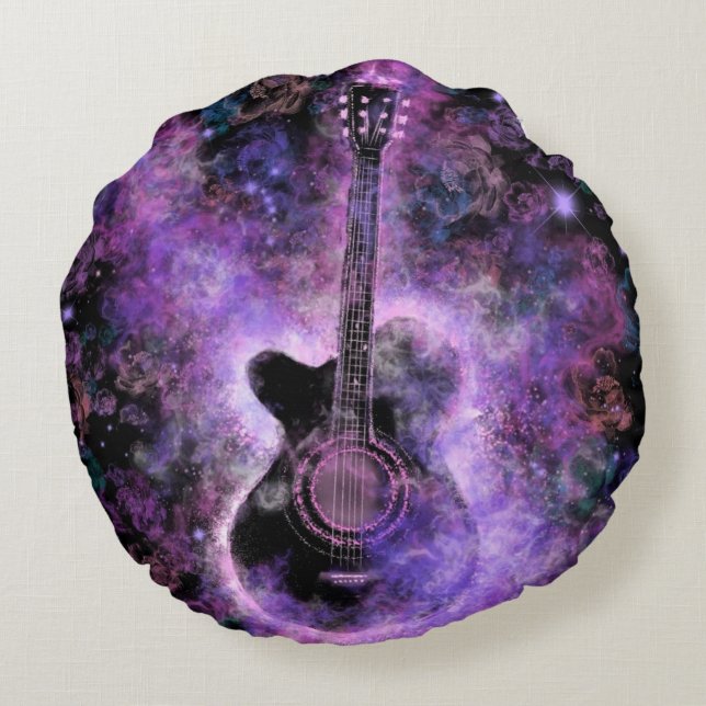 Guitar Round Pillow Rund Kudde (Baksidan)
