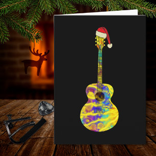 guitar Santa Colorful Kort