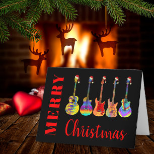 Guitar Santa God jul Helgdag Card Helgkort