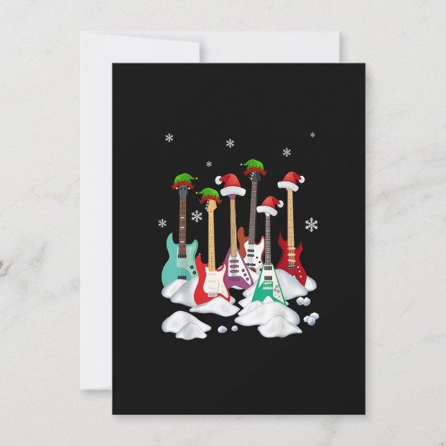 Guitar Santa Hat Christmas Tree Funny Music Loves  Inbjudningar (Framsida)