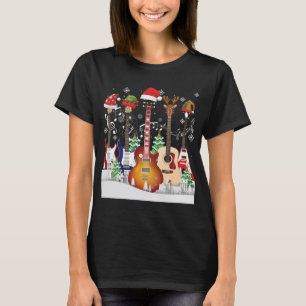 Guitar Santa Hat Elf Julgran Musician Sweat T Shirt