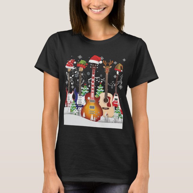 Guitar Santa Hat Elf Julgran Musician Sweat T Shirt (Framsida)