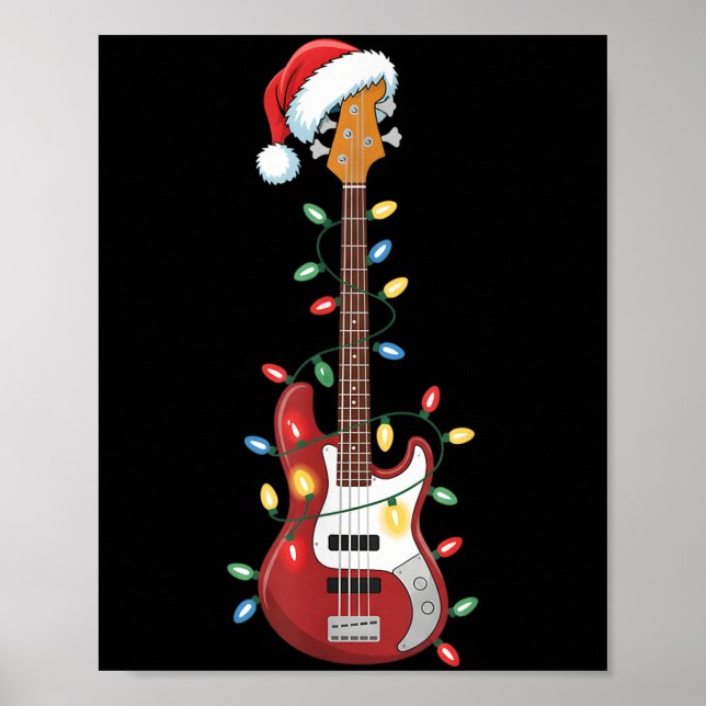 Guitar Santa Hat jul Ljus B Player Guitari Poster (Framsidan)