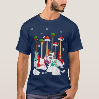 Guitar Santa Hat Julgran Funny Music Kärlek T Shirt