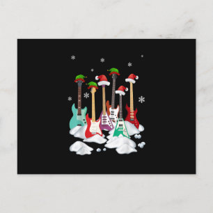 Guitar Santa Hat Julgran Funny Music Kärlek Vykort