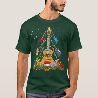 Guitar Santa Hat Julgran Music Kärlek Julafton T Shirt