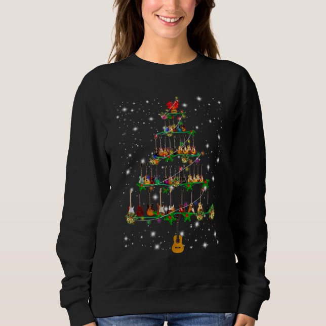 Guitar Santa Hat Julgran Music Kärlek Julafton T Shirt (Framsida)