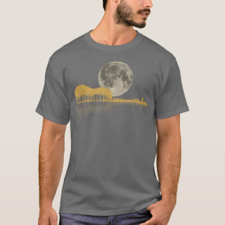 Guitar Shadow Måne Guitar Player Mus Sjö T Shirt