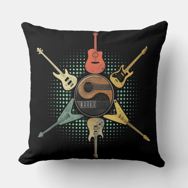 Guitar Shirt. Retro Stil, gåva till Guitarist Kudde (Framsida)