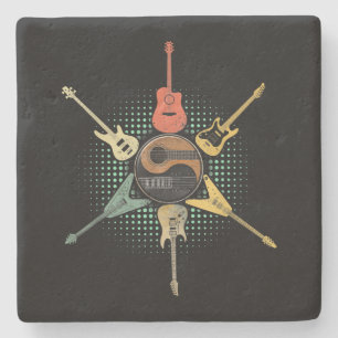 Guitar Shirt. Retro Stil, gåva till Guitarist Stenunderlägg