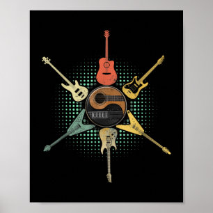 Guitar Shirt. Retro Stil, Gift för Guitarist Poster