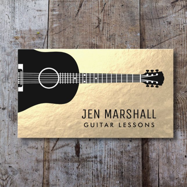 guitar silhouette på faux guld foil visitkort (Skapare uppladdad)