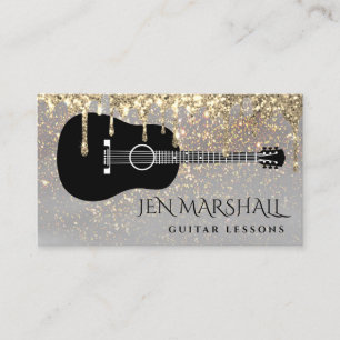 Guitar silhouette på faux guld glitter visitkort