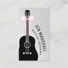 Guitar silhouette-rosa på faux silver-folie visitkort