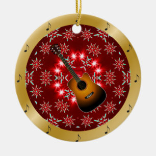 Guitar ~ Silver ~ Red~ Guld ~ jul ~ jul ~ Julgransprydnad Keramik