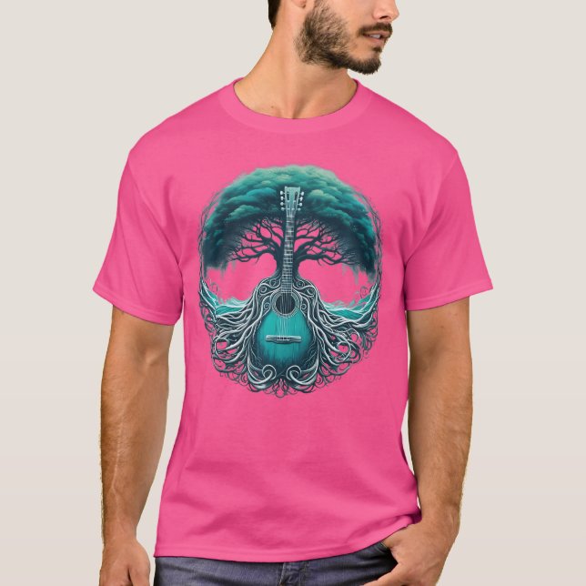 Guitar Sjö akustiska Guitar Träd från Sjö Guita T Shirt (Framsida)