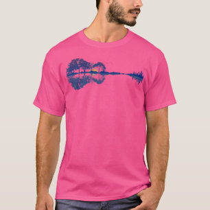 Guitar Sjö reflektioner i Blue Music Älskare Guita T Shirt