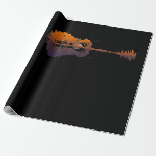 Guitar Sjö Shadow Kärlek Guitar Gift Music Älsk Presentpapper
