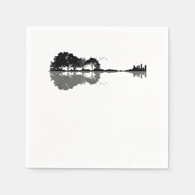 Guitar Sjö Shadow Kärlek Guitar Gift Music Älskare Pappersservett (Framsidan)