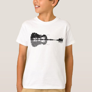 Guitar Sjö Shadow Kärlek Guitar Gift Music Älskare T Shirt