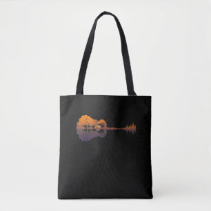 Guitar Sjö Shadow Kärlek Guitar Gift Music Älskare Tygkasse