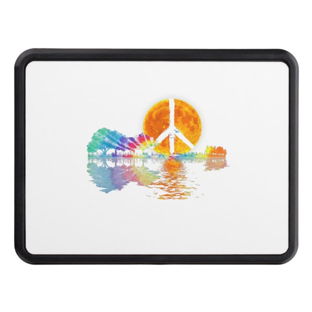 Guitar Sjö Shadow Peace Kärlek Guitar Hippie Dragkroksskydd (Framsidan)