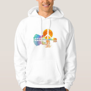 Guitar Sjö Shadow Peace Kärlek Guitar Hippie Hoodie