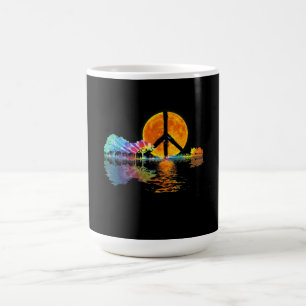 Guitar Sjö Shadow Peace Kärlek Guitar Hippie Kaffemugg