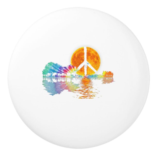 Guitar Sjö Shadow Peace Kärlek Guitar Hippie Knopp (Framsidan)