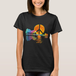 Guitar Sjö Shadow Peace Kärlek Guitar Hippie T Shirt