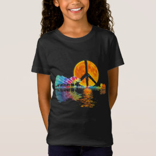 Guitar Sjö Shadow Peace Kärlek Guitar Hippie T Shirt