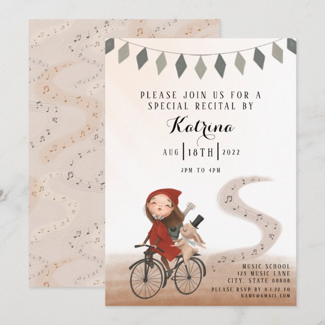 Guitar-skäl - inbjudan (Fram/baksida)