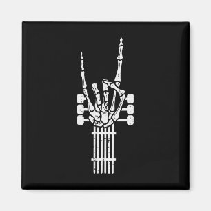 Guitar Skeleton Rock n Roll Rocker Sign Hallo Magnet