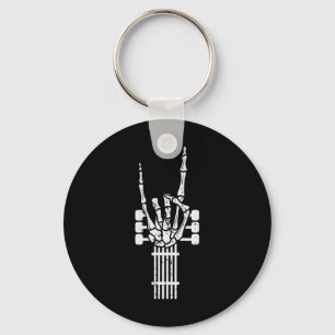 Guitar Skeleton Rock n Roll Rocker Sign Hallo Nyckelring