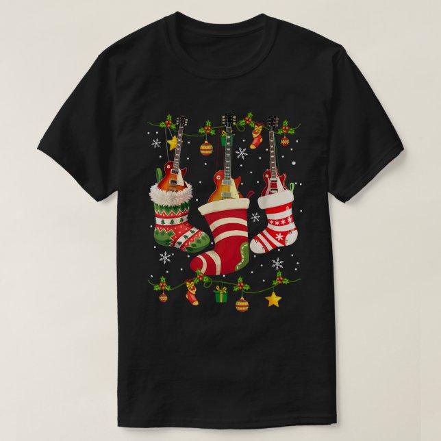 Guitar Socks-jullampa - en Guitarist Famil T Shirt (Design framsida)