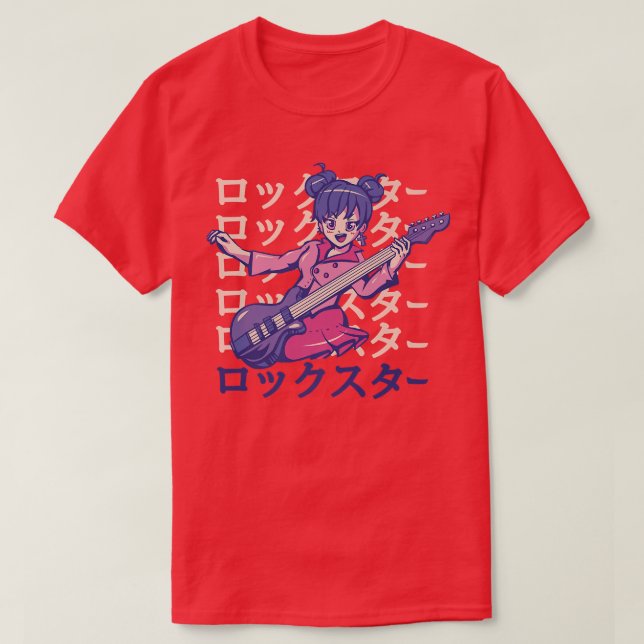 Guitar Spela Anime Girl560 T Shirt (Design framsida)